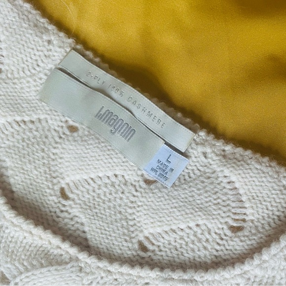 I. Magnin Women's Beige 100% Cashmere Sequin Sweater Size L - Picture 6 of 8